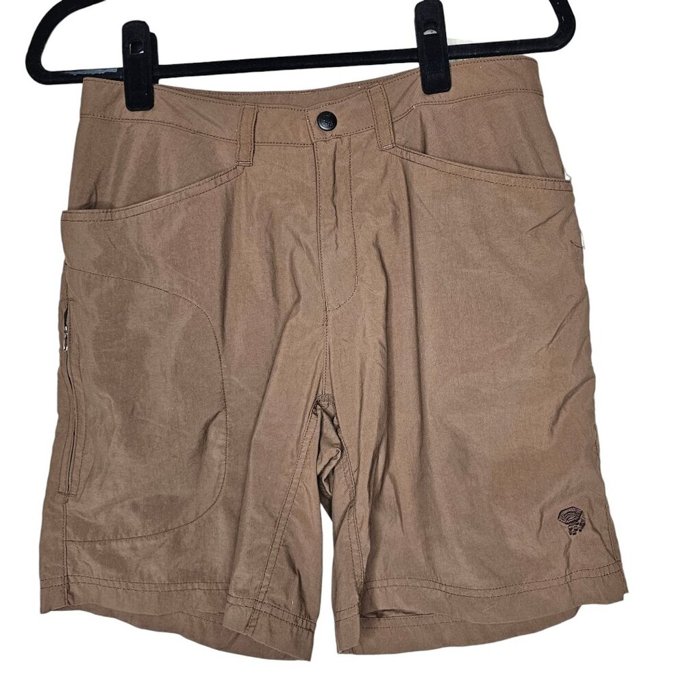 ⚡️Mountain Hardwear Size 8 Brown Nylon Shorts Outdoors Hiking Active Zip Pocket